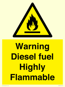 Warning diesel fuel Highly Flammable